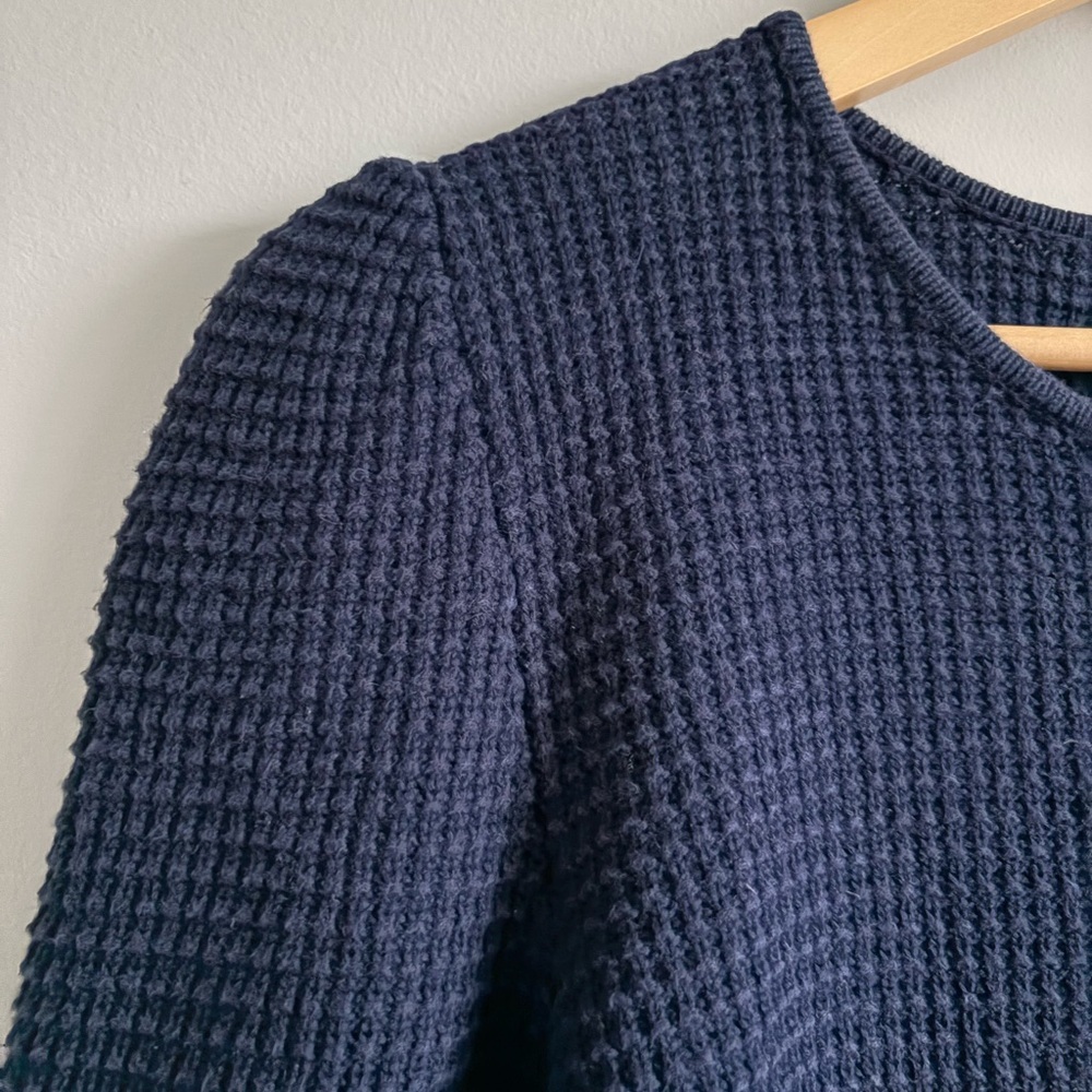 COS Navy Blue Waffle Knit Cotton Sweater | Size Medium - Picture 4 of 6